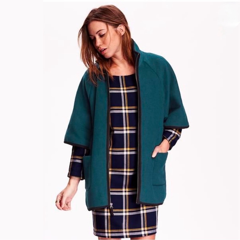 Old Navy Wool Blend Cocoon Coat Teal Blue Size Medium